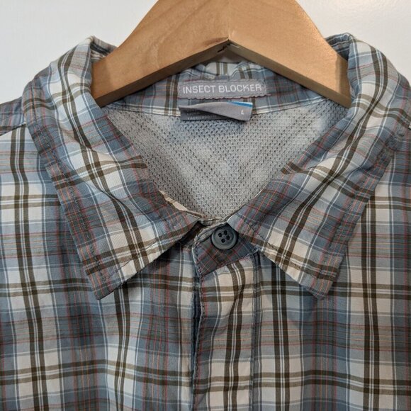 Columbia Plaid Button-up Shirt Men's Large Insect Blocker Roll-Tab Long Sleeve - Picture 4 of 16